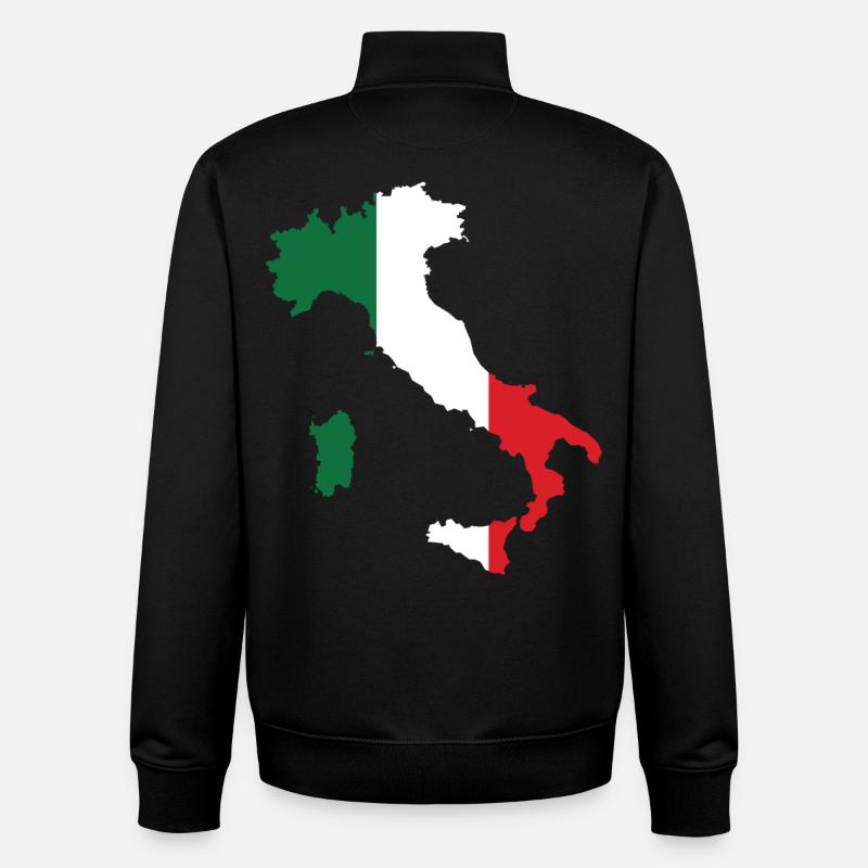 Italie Plan drapeau - Sweat zippé unisexe en coton bio Stanley/Stella - noir