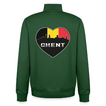 Ghent Belgique Skyline Drapeau Belge Voyage Souvenir - Sweat zippé unisexe en coton bio Stanley/Stella - vert bouteille - Dos - AI Model Male 185 dark (185cm)