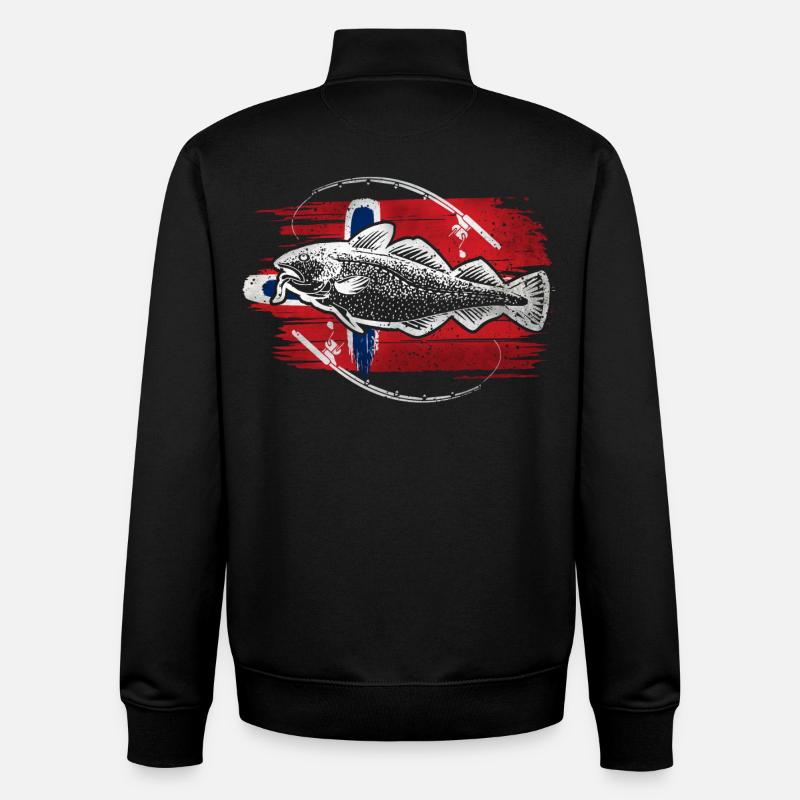 Norwegen Angeln Dorsch - Unisex Organic Zip Sweatshirt von Stanley/Stella - Schwarz