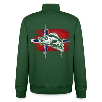 Norwegen Angeln - Unisex Organic Zip Sweatshirt von Stanley/Stella - Flaschengrün - Hinten - AI Model Male 185 dark (185cm)