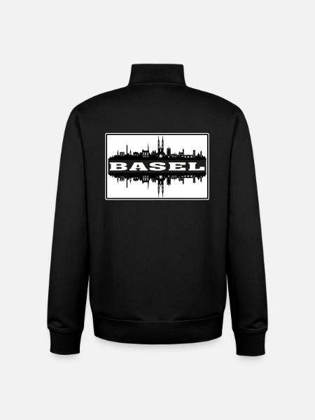 Basel Switzerland Travel Souvenir Skyline Silhouet - Unisex Organic Zip Sweatshirt by Stanley/Stella - black