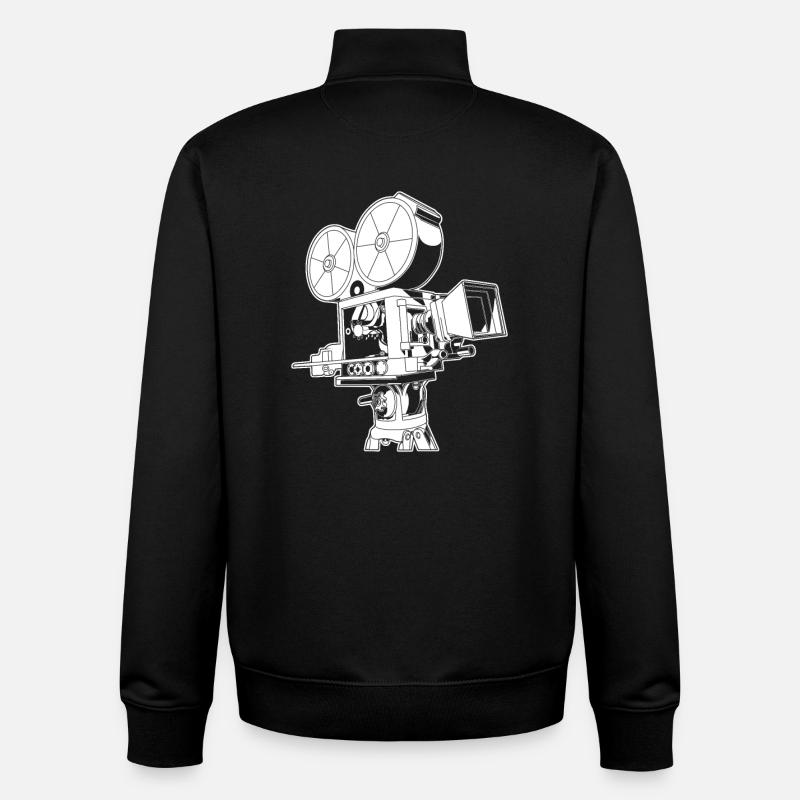 Caméra vidéo rétro - Sweat zippé unisexe en coton bio Stanley/Stella - noir