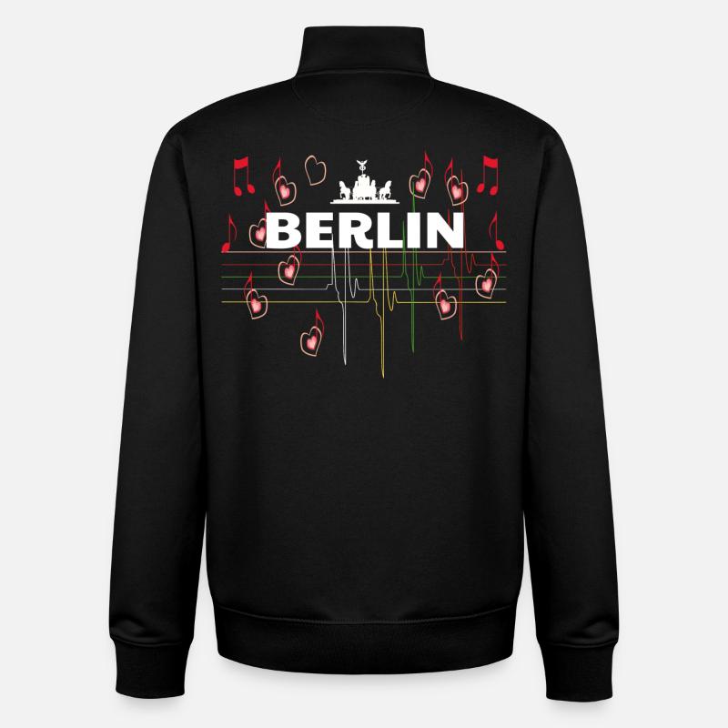 J'aime berlin - Sweat zippé unisexe en coton bio Stanley/Stella - noir