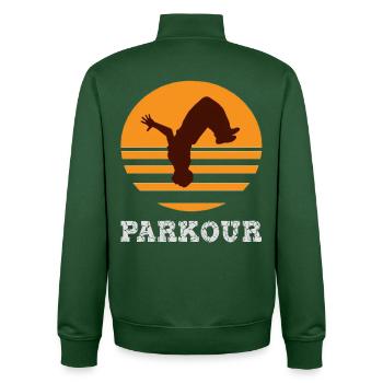 parkour - Unisex Organic Zip Sweatshirt by Stanley/Stella - bottle green - Back - AI Model Male 185 dark (185cm)