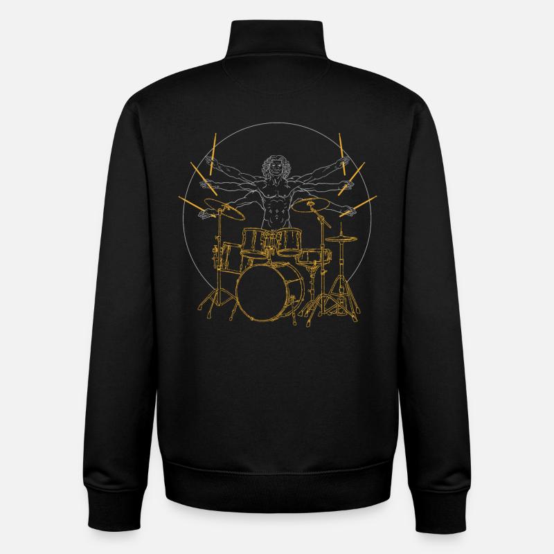 Schlagzeug Da Vinci - Drummer Rock Geschenk - Unisex Organic Zip Sweatshirt von Stanley/Stella - Schwarz