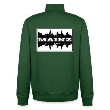 Mainz Germany Travel Souvenir Skyline Silhouette - Unisex Organic Zip Sweatshirt by Stanley/Stella - bottle green - Back - AI Model Male 185 dark (185cm)
