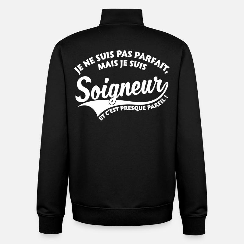 Parfait Soigneur - Sweat zippé unisexe en coton bio Stanley/Stella - noir