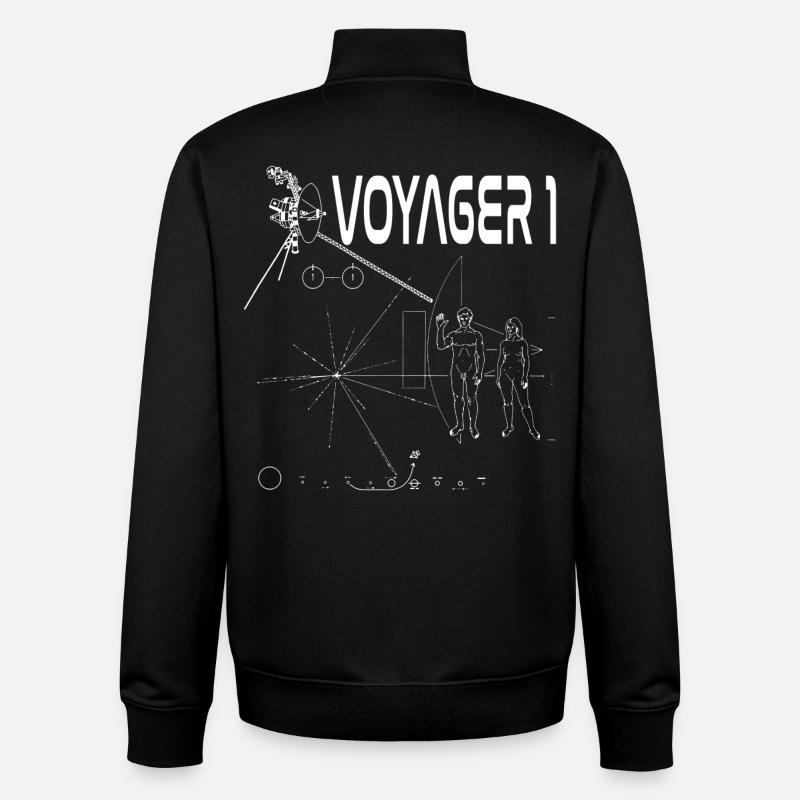 Voyager 1 space probe white - Unisex Organic Zip Sweatshirt by Stanley/Stella - black