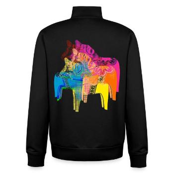 Pop Art Dala Pferde -Weihnachts Pulli Skandi Style - Unisex Organic Zip Sweatshirt von Stanley/Stella - Schwarz - Hinten - AI Model Male 185 light (185cm)