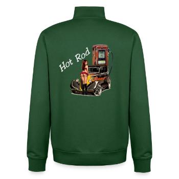 Hot Rod Glam Auto Print - Sweat zippé unisexe en coton bio Stanley/Stella - vert bouteille - Dos - AI Model Male 185 dark (185cm)