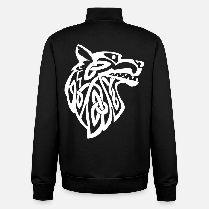 Wolf weiß Wikinger - Unisex Organic Zip Sweatshirt von Stanley/Stella - Schwarz