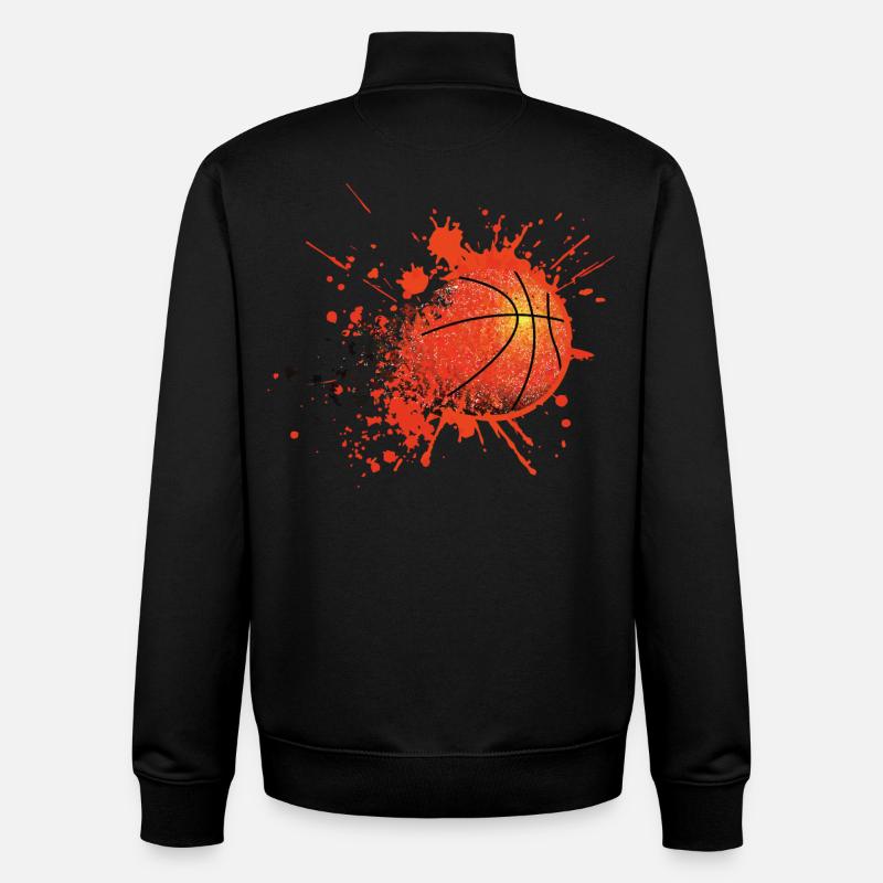 Basket basketteur basketteuse ballon joueur - Sweat zippé unisexe en coton bio Stanley/Stella - noir