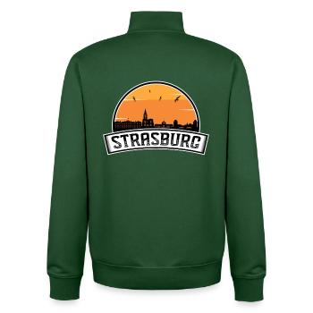 Strasbourg France Skyline Voyage Souvenir Français Fl - Sweat zippé unisexe en coton bio Stanley/Stella - vert bouteille - Dos - AI Model Male 185 dark (185cm)