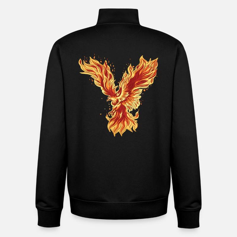 Fiery Phoenix Mythos Design - Unisex Organic Zip Sweatshirt by Stanley/Stella - black