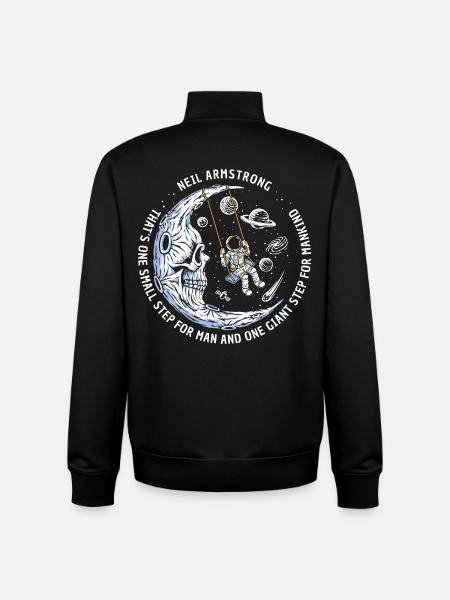 moon astronaut stars space - Unisex Organic Zip Sweatshirt by Stanley/Stella - black