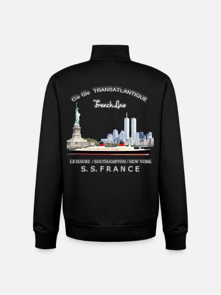FRANCE PAQUEBOT NEW YORK - Sweat zippé unisexe en coton bio Stanley/Stella - noir