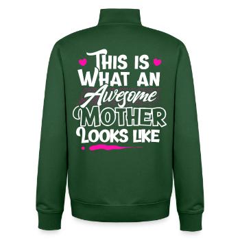 Mom mother - Unisex Organic Zip Sweatshirt by Stanley/Stella - bottle green - Back - AI Model Male 185 dark (185cm)