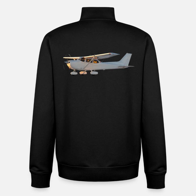 Cessna - Sweat zippé unisexe en coton bio Stanley/Stella - noir