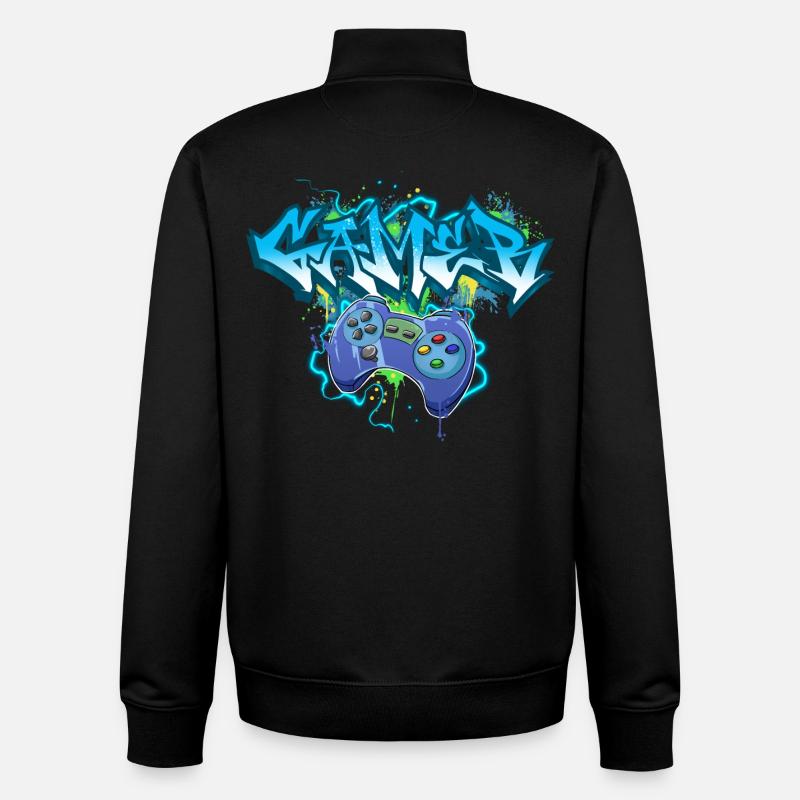 Graffiti de jeu de joueur - Sweat zippé unisexe en coton bio Stanley/Stella - noir