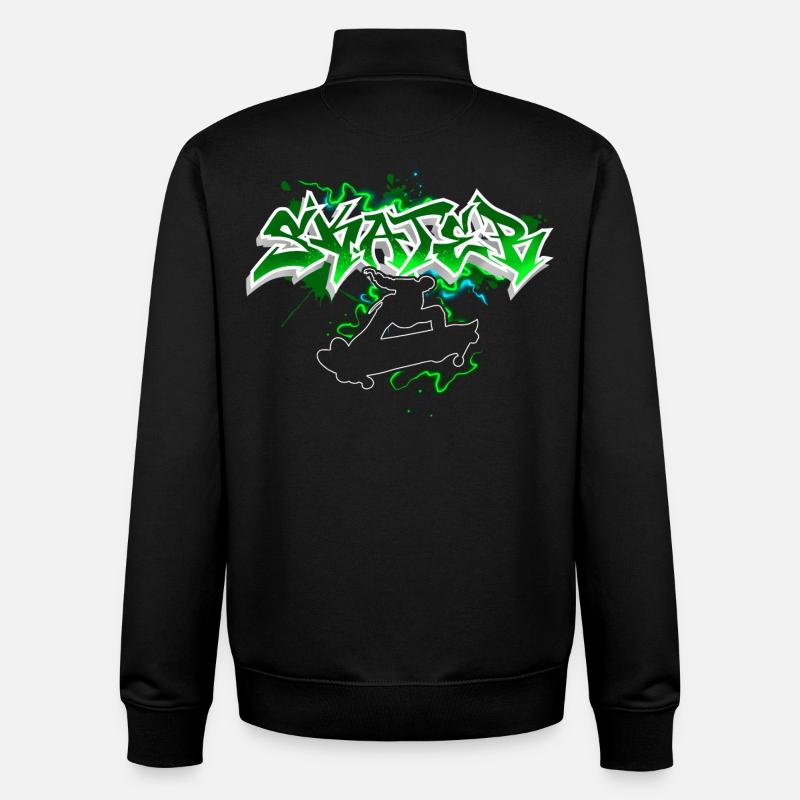 Skater Graffiti - Unisex Organic Zip Sweatshirt von Stanley/Stella - Schwarz