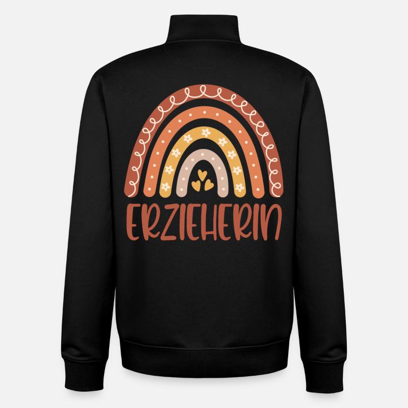 Kindergarten teacher Regenbogen - Unisex Organic Zip Sweatshirt by Stanley/Stella - black