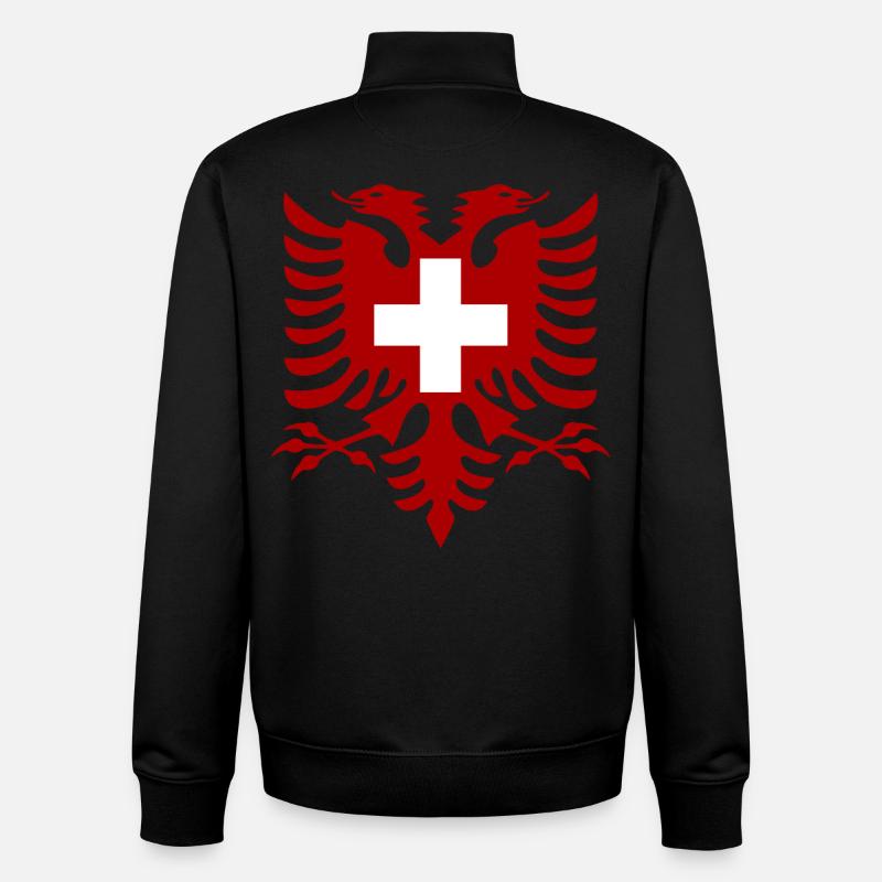 Drapeau de l’Albanie Suisse - Sweat zippé unisexe en coton bio Stanley/Stella - noir