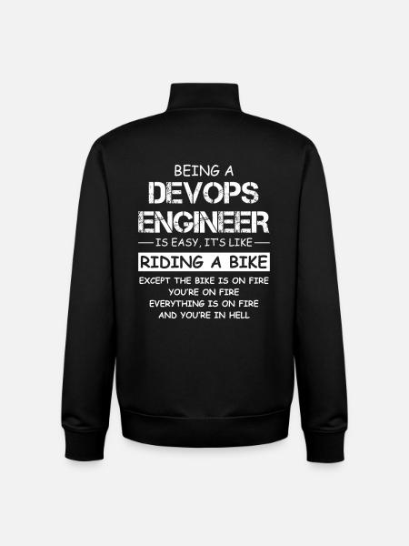 DevOps Engineer Fire Motorcycle Quote - Unisex Organic Zip Sweatshirt by Stanley/Stella - black