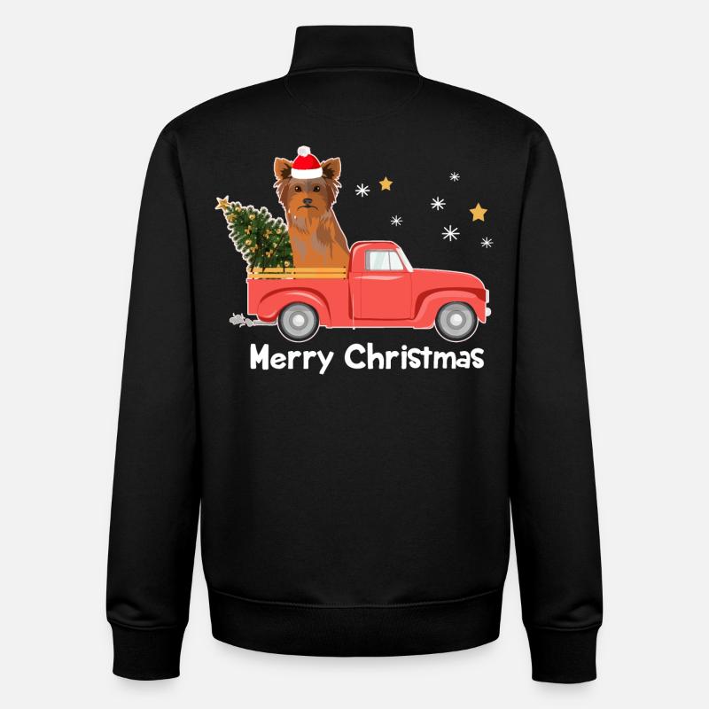 Pick-up Yorkie Christmas Tree - Sweat zippé unisexe en coton bio Stanley/Stella - noir