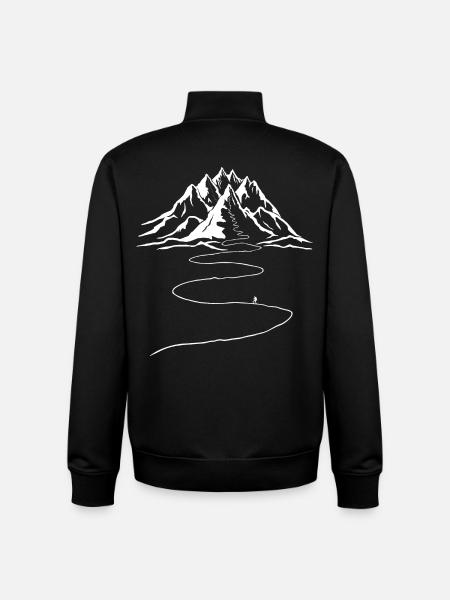 hiking, mountain hiking, cool mountains, peak - Unisex Organic Zip Sweatshirt by Stanley/Stella - black