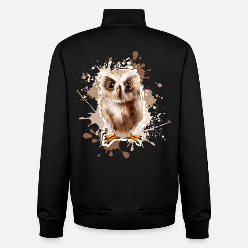 Hibou - Sweat zippé unisexe en coton bio Stanley/Stella - noir