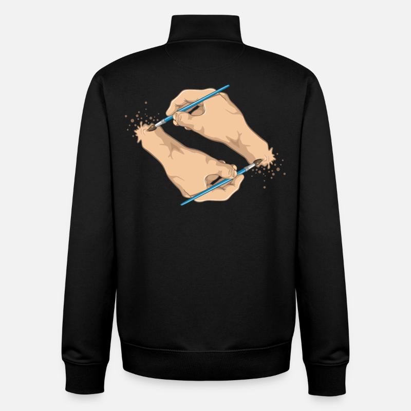 Mains et pinceaux - Sweat zippé unisexe en coton bio Stanley/Stella - noir