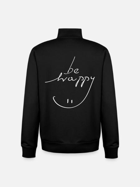 be happy smile - Unisex Organic Zip Sweatshirt by Stanley/Stella - black