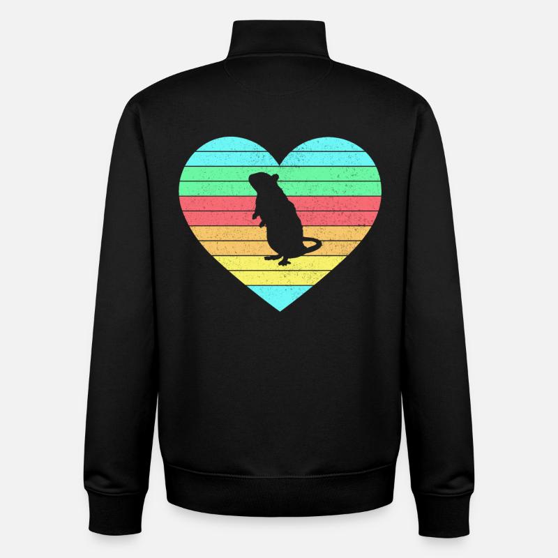 Mouse heart design with rainbow / gift - Unisex Organic Zip Sweatshirt by Stanley/Stella - black