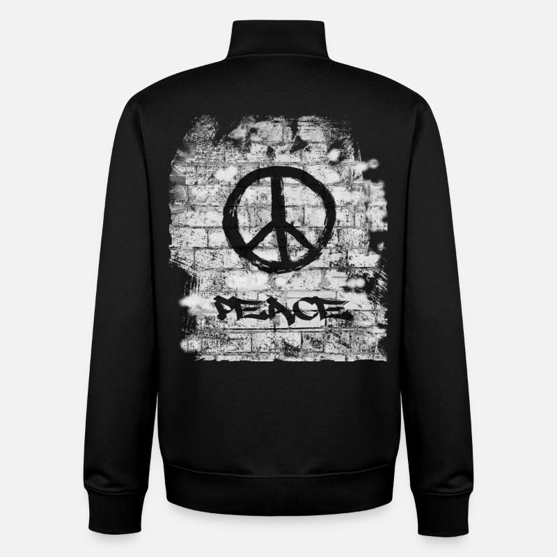 Peace - Sweat zippé unisexe en coton bio Stanley/Stella - noir
