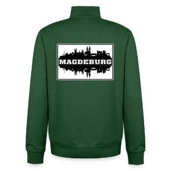 Magdebourg Allemagne Voyage Souvenir Skyline Silhouet - Sweat zippé unisexe en coton bio Stanley/Stella - vert bouteille - Dos - AI Model Male 185 dark (185cm)