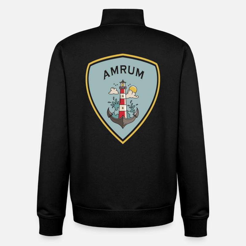 Amrum Leuchtturm Wappen - Unisex Organic Zip Sweatshirt von Stanley/Stella - Schwarz
