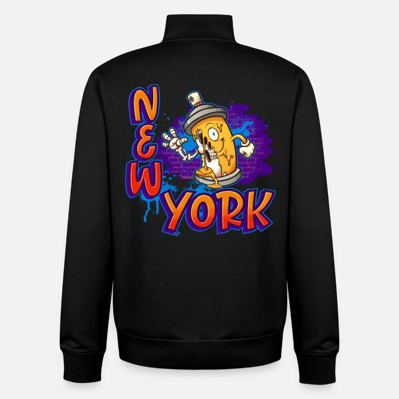 New York Graffiti - Sweat zippé unisexe en coton bio Stanley/Stella - noir