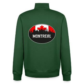 Montréal Canada Skyline Silhouette Drapeau canadien T - Sweat zippé unisexe en coton bio Stanley/Stella - vert bouteille - Dos - AI Model Male 185 dark (185cm)