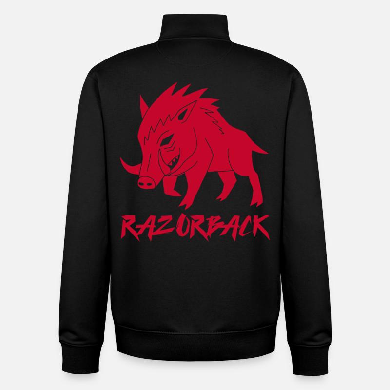 Sanglier rouge razorback - Sweat zippé unisexe en coton bio Stanley/Stella - noir