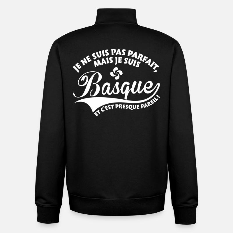 Parfait Basque - Sweat zippé unisexe en coton bio Stanley/Stella - noir