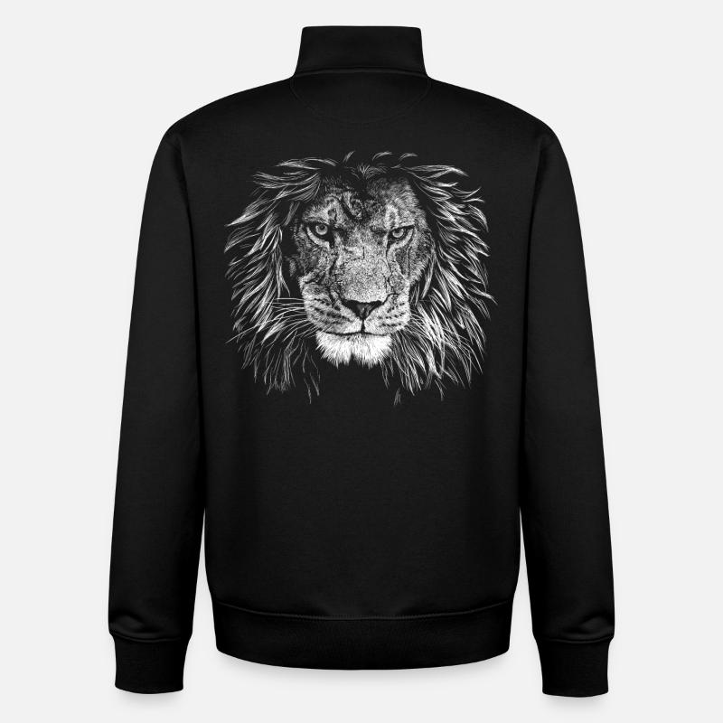 Lion - Sweat zippé unisexe en coton bio Stanley/Stella - noir
