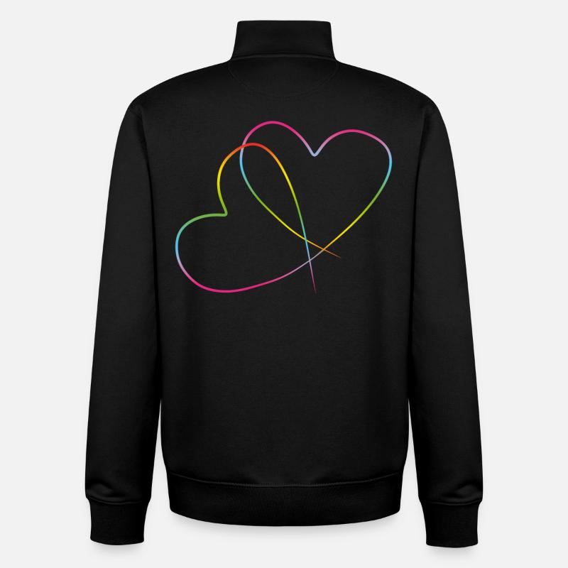 Cœurs arc-en-ciel Amour sans frontières - Sweat zippé unisexe en coton bio Stanley/Stella - noir
