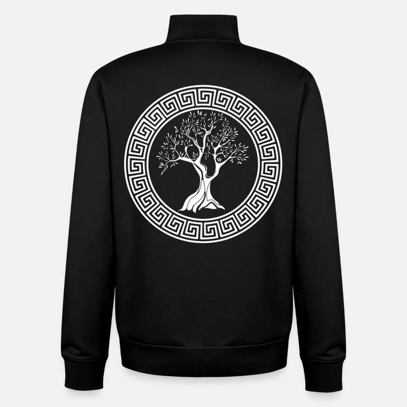 Symbole grec de l'olivier blanc - Sweat zippé unisexe en coton bio Stanley/Stella - noir