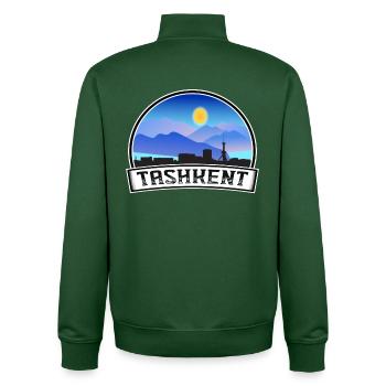 Tachkent Ouzbékistan Skyline Vintage Sunset Voyage - Sweat zippé unisexe en coton bio Stanley/Stella - vert bouteille - Dos - AI Model Male 185 dark (185cm)