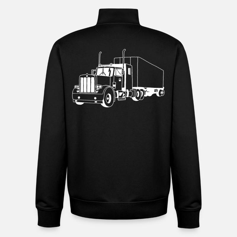 camion américain blanc - Sweat zippé unisexe en coton bio Stanley/Stella - noir