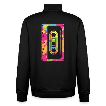 Cassettes musicales Mixtape 80S et 90S - Sweat zippé unisexe en coton bio Stanley/Stella - noir - Dos - AI Model Male 185 light (185cm)