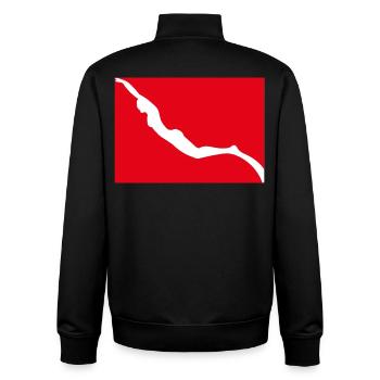 Freediving Flag with Girl Freediver - Unisex Organic Zip Sweatshirt by Stanley/Stella - black - Back - AI Model Male 185 light (185cm)