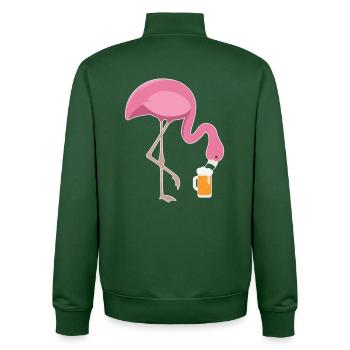 Flamingo Boire Bière Rose Flamant rose - Sweat zippé unisexe en coton bio Stanley/Stella - vert bouteille - Dos - AI Model Male 185 dark (185cm)