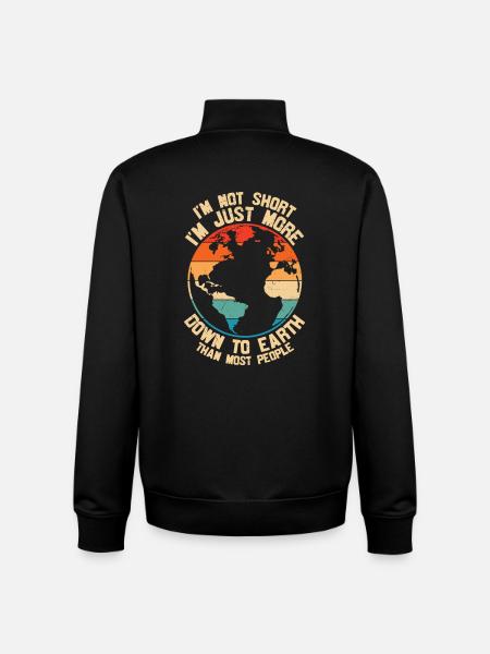 Im Inte kort Im bara mer ner till jorden - Unisex sweatshirt med dragkedja i ekologisk bomull Stanley/Stella - svart