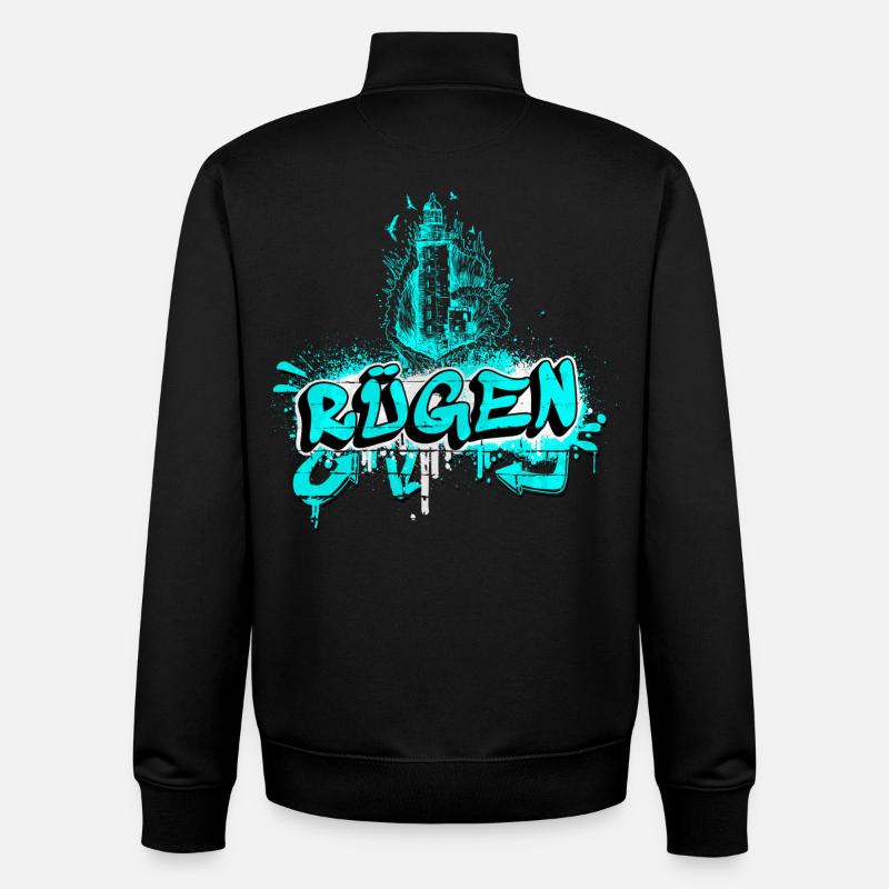 Rügen Graffiti Leuchtturm Design - Unisex Organic Zip Sweatshirt von Stanley/Stella - Schwarz